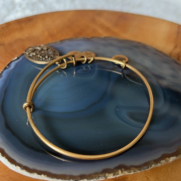 Alex and Ani Sister Charm Bangle Bracelet Gold Adjustable - Picture 3 of 5